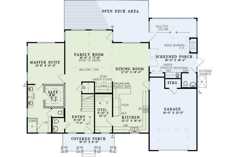 House Blueprint - Floor Plan - Main Floor for Craftsman House Plan #17-3468 - 3 bed, 3 bath