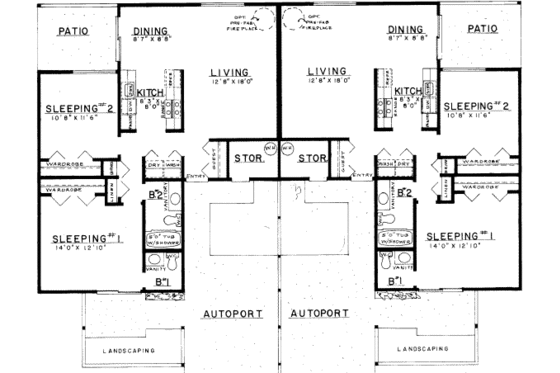 Floor Plan - Main Floor for Modern House Plan #303-142 - 2 bed, 1.5 bath