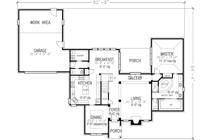 Dream House Plan - Floor Plan - Main Floor for European House Plan #410-384 - 4 bed, 2.5 bath