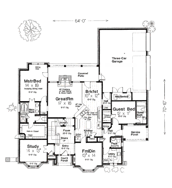 House Plan Design - European Floor Plan - Main Floor Plan #310-643