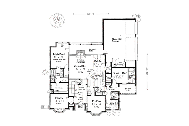 Dream House Plan - Floor Plan - Main Floor for European House Plan #310-643 - 4 bed, 4.5 bath