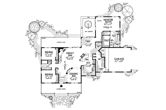 Floor Plan - Main Floor for Country House Plan #72-133 - 3 bed, 2.5 bath