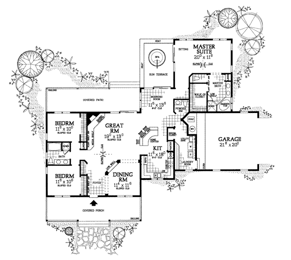 House Plan Design - Country Floor Plan - Main Floor Plan #72-133