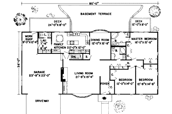 Floor Plan - Main Floor for Modern House Plan #312-479 - 3 bed, 2.5 bath