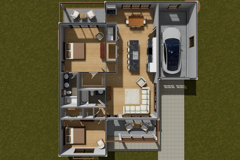 House Design - Floor Plan - Main Floor 1 for Cottage House Plan #513-2266 - 2 bed, 2 bath