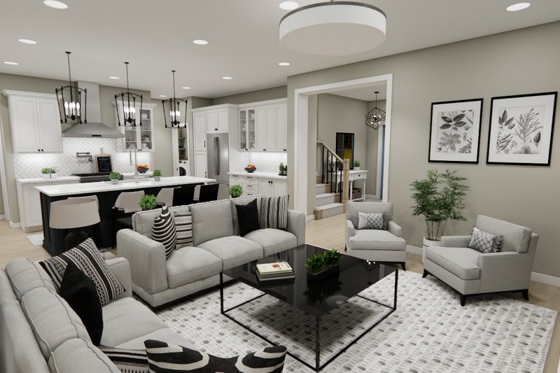 Architectural House Design - Interior - Family Room 1 for Craftsman House Plan #51-1406 - 3 bed, 2.5 bath