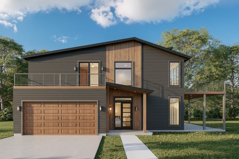 House Blueprint - Exterior - Front Elevation 2 for Modern House Plan #1127-25 - 4 bed, 4.5 bath