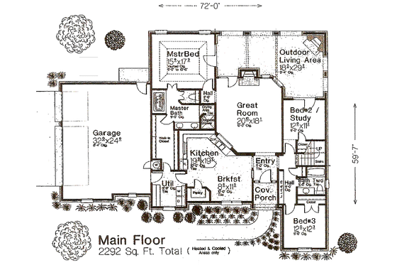 Floor Plan - Main Floor for European House Plan #310-976 - 3 bed, 3 bath