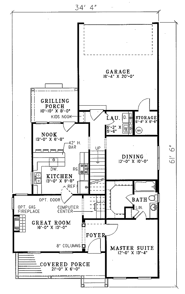 Home Plan - Southern Floor Plan - Main Floor Plan #17-2005
