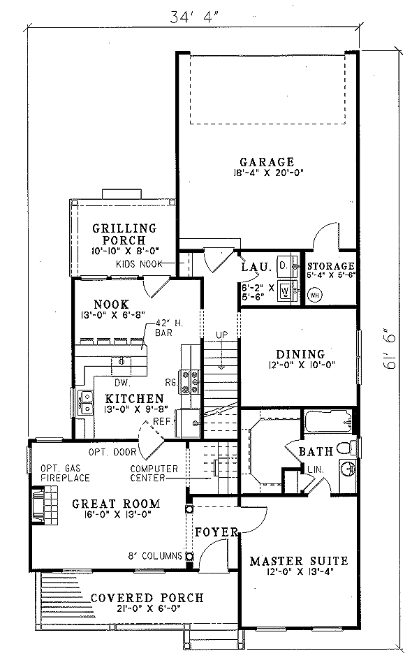 House Plan Design - Southern Floor Plan - Main Floor Plan #17-2005