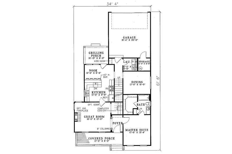 Home Plan - Floor Plan - Main Floor for Southern House Plan #17-2005 - 3 bed, 2 bath