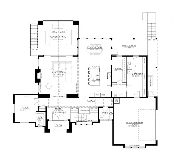 Floor Plan - Main Floor for European House Plan #1114-121 - 4 bed, 3 bath
