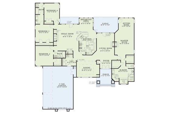 Floor Plan - Main Floor for European House Plan #17-1028 - 4 bed, 3 bath