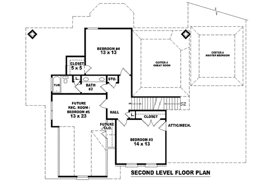Floor Plan - Upper Floor for Traditional House Plan #81-1209 - 4 bed, 3 bath