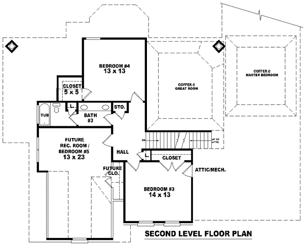 Traditional Floor Plan - Upper Floor Plan #81-1209