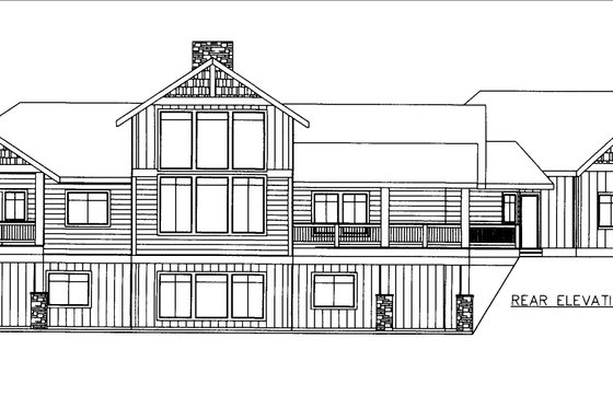 Exterior - Rear Elevation for Craftsman House Plan #117-1115 - 3 bed, 3 bath