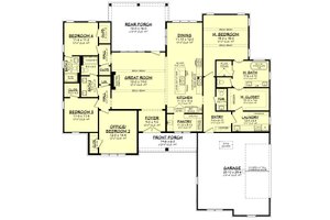 Floor Plan - Main Floor for Farmhouse House Plan #430-413 - 4 bed, 3.5 bath
