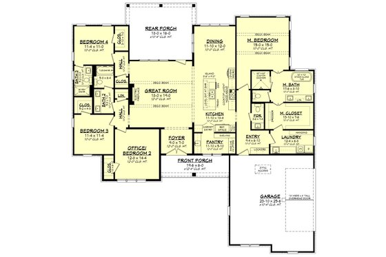 Floor Plan - Main Floor for Farmhouse House Plan #430-413 - 4 bed, 3.5 bath