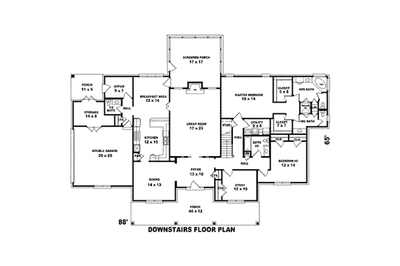 Floor Plan - Main Floor for Traditional House Plan #81-1610 - 4 bed, 4 bath