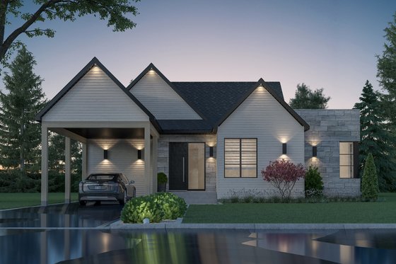 Exterior - Front Elevation 3 for Modern House Plan #23-2780 - 2 bed, 2 bath