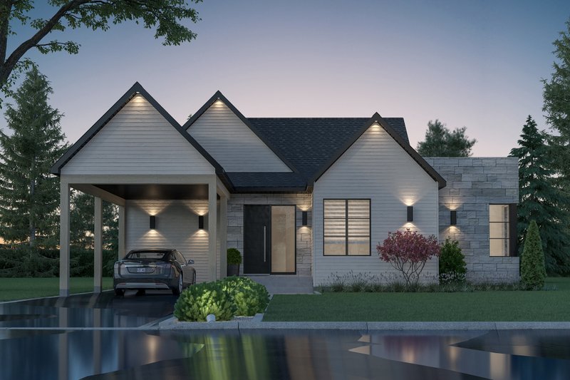 House Blueprint - Exterior - Front Elevation 3 for Modern House Plan #23-2780 - 2 bed, 2 bath