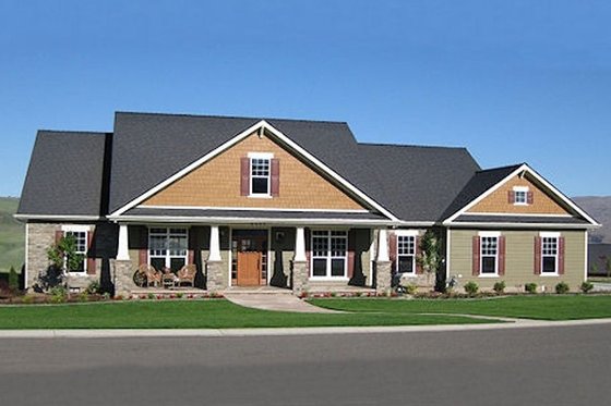 Exterior - Front Elevation 3 for Craftsman House Plan #21-349 - 4 bed, 3.5 bath