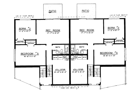 Floor Plan - Lower Floor for Traditional House Plan #303-181 - 3 bed, 2 bath