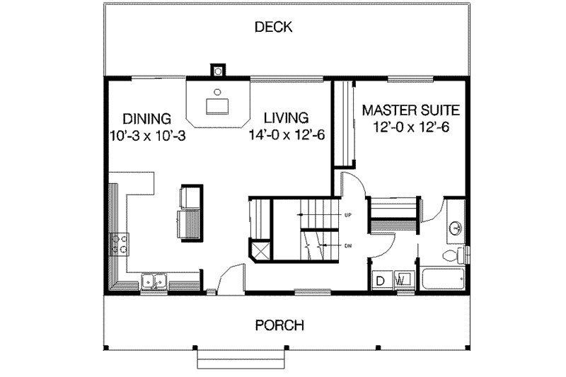 Home Plan - Floor Plan - Main Floor for Country House Plan #60-373 - 3 bed, 2 bath