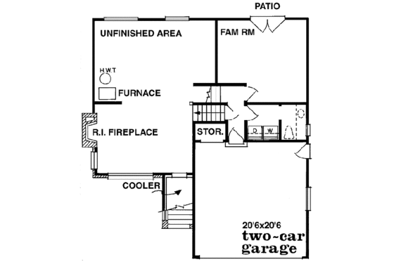 Floor Plan - Lower Floor for Traditional House Plan #47-129 - 3 bed, 1.5 bath