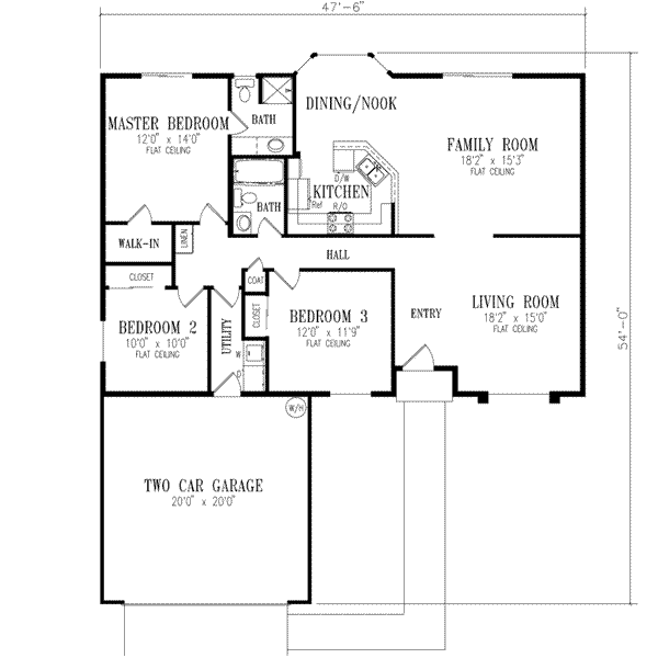 Ranch Floor Plan - Main Floor Plan #1-284