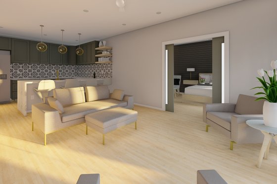 Interior - Family Room 1 for Ranch House Plan #126-245 - 2 bed, 2 bath