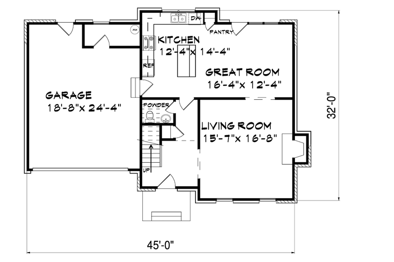 Home Plan - Floor Plan - Main Floor for Traditional House Plan #30-354 - 3 bed, 2.5 bath