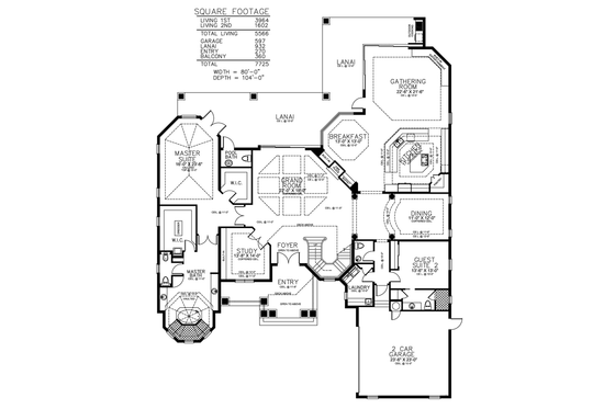 Floor Plan - Main Floor for Mediterranean House Plan #115-189 - 4 bed, 4.5 bath
