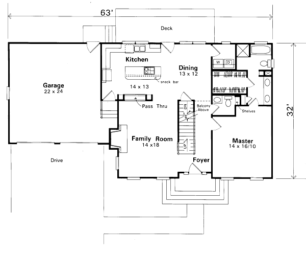 Dream House Plan - Country Floor Plan - Main Floor Plan #41-129