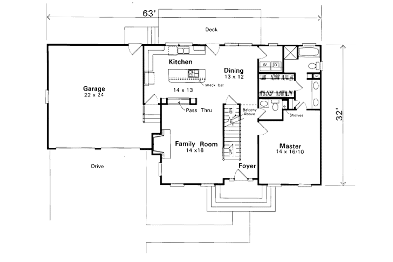 Home Plan - Floor Plan - Main Floor for Country House Plan #41-129 - 3 bed, 2.5 bath