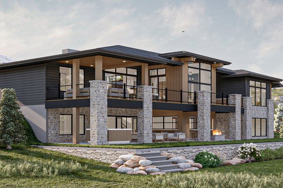 Exterior - Other Elevation 3 for Prairie House Plan #455-304 - 3 bed, 2.5 bath