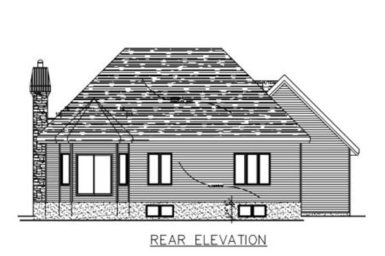 Exterior - Rear Elevation for European House Plan #138-312 - 2 bed, 1 bath