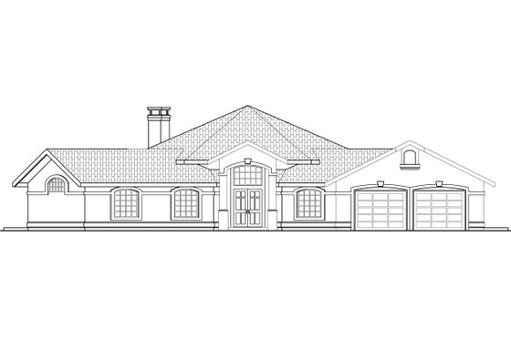 Exterior - Front Elevation for Mediterranean House Plan #124-936 - 3 bed, 2 bath