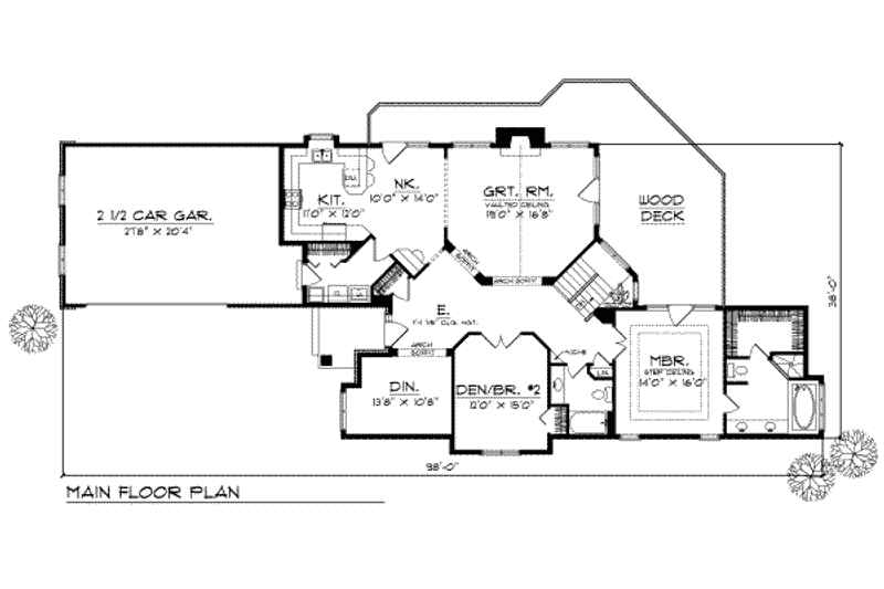 Home Plan - Floor Plan - Main Floor for Traditional House Plan #70-235 - 2 bed, 2 bath