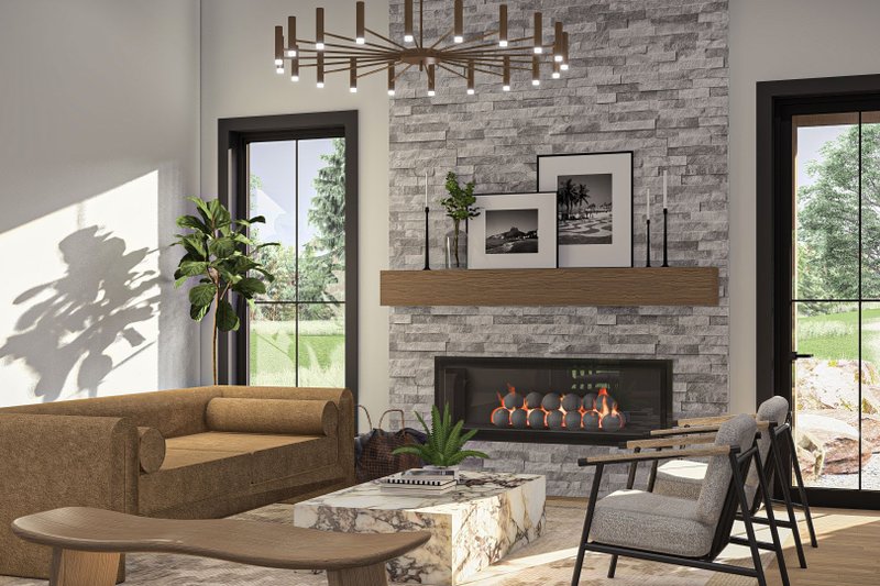 House Blueprint - Interior - Family Room for Modern House Plan #455-470 - 3 bed, 2.5 bath