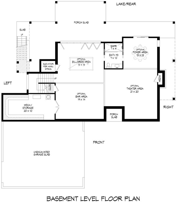 Beach Floor Plan - Lower Floor Plan #932-1073