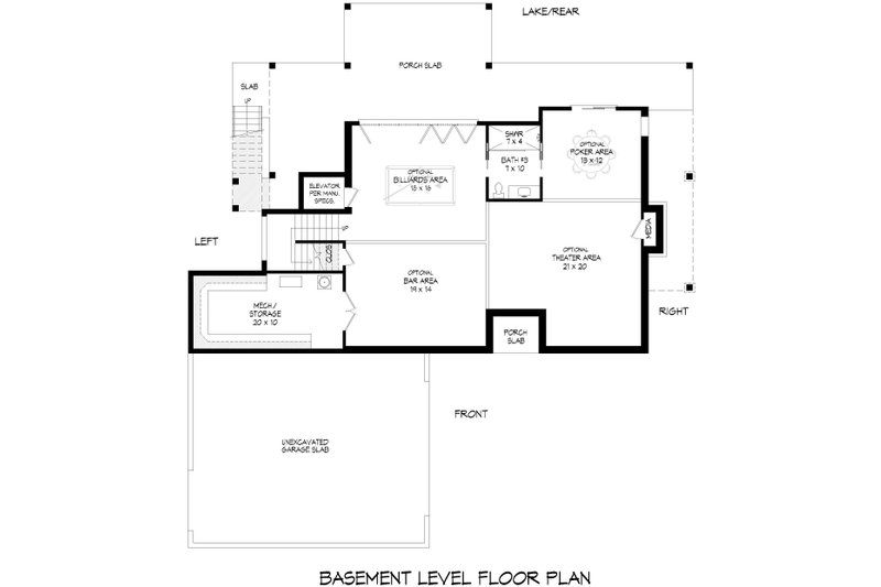 Dream House Plan - Floor Plan - Lower Floor for Beach House Plan #932-1073 - 3 bed, 3 bath