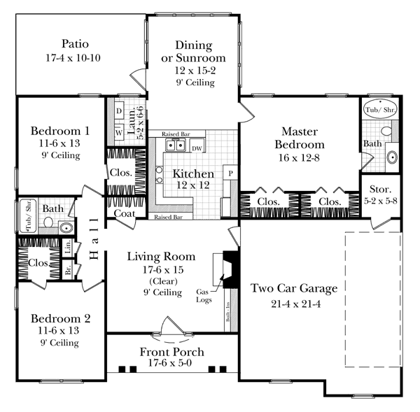 Architectural House Design - Southern Floor Plan - Main Floor Plan #21-207