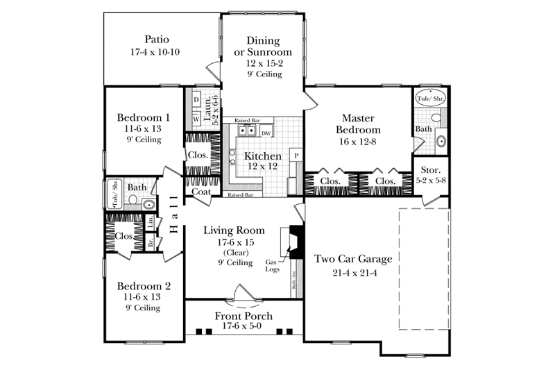 Home Plan - Floor Plan - Main Floor for Southern House Plan #21-207 - 3 bed, 2 bath