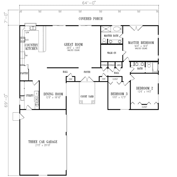 Adobe / Southwestern Floor Plan - Main Floor Plan #1-508