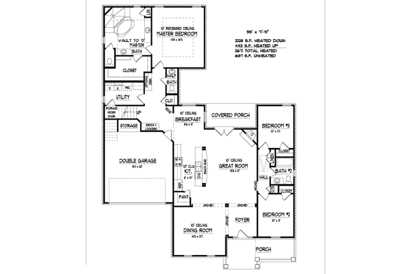 Traditional Style House Plan - 3 Beds 2.5 Baths 2671 Sq Ft Plan #424 