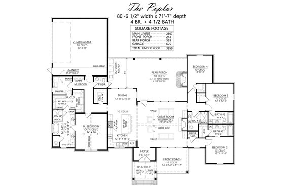 Floor Plan - Main Floor for Farmhouse House Plan #1074-82 - 4 bed, 4.5 bath