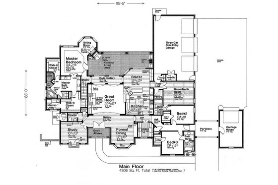 Floor Plan - Main Floor for European House Plan #310-1296 - 4 bed, 4.5 bath