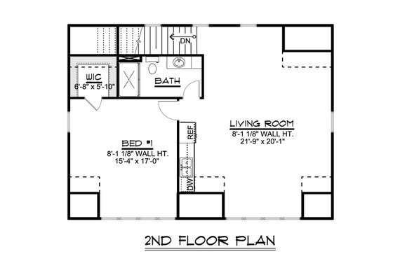 Floor Plan - Upper Floor for Country House Plan #1064-75 - 1 bed, 1 bath