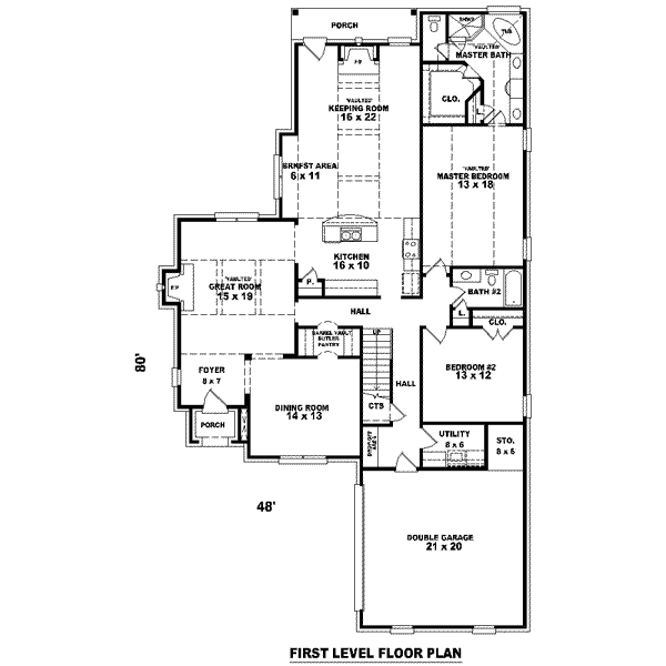 Colonial Floor Plan - Main Floor Plan #81-1541